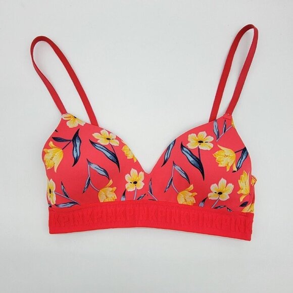Victoria's Secret Other - Pink Victorias Secret Wear Everywhere Wireless Lightly Lined Bra 32C Red Floral
